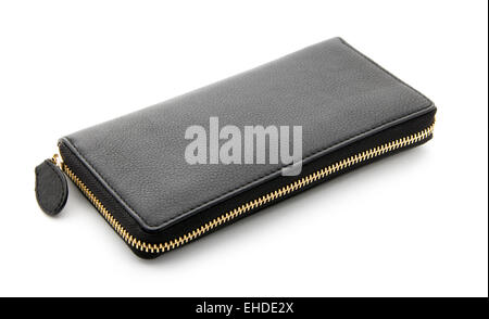 black leather wallet isolated on white background Stock Photo