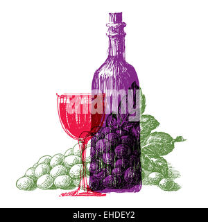 wine vector logo design template. grapes or alcoholic drink icon. Stock Photo