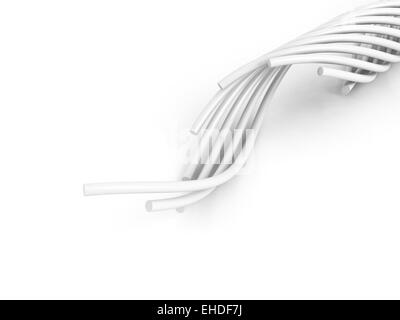 white cables over white background Stock Photo