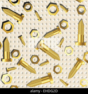 screws and nuts over metallic texture Stock Photo