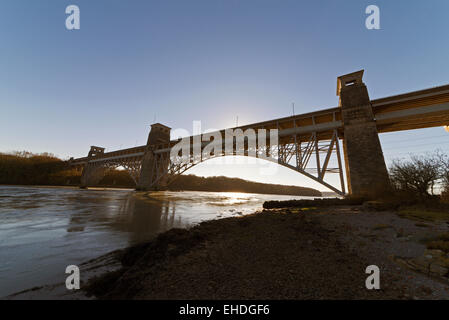 Britannia Bridge Anglesey North Wales Uk Stock Photo
