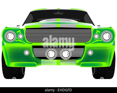 green sport car front isolated on white Stock Photo