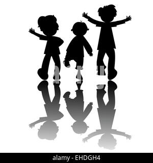 kids silhouettes isolated on white background Stock Photo