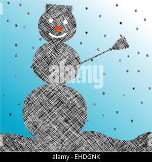 striped snow man Stock Photo