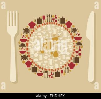 Restaurant and food concept illustration. Ideal for menu, book cover and website. EPS10 vector file. Stock Vector