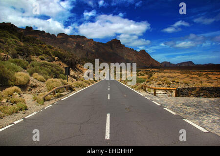 Road leading to Mount Teide, Tenerife, Canary Islands Stock Photo