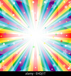 Abstract rainbow background with rays Stock Photo