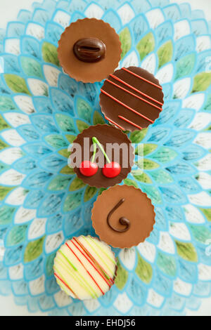 Colorful chocolate assortments Stock Photo