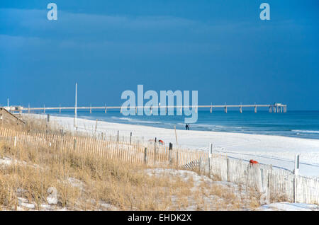 The Okaloosa Island pier, jutting out into the Gulf of Mexico. Stock Photo