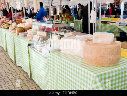 Cheese stall at Canterbury Italian market Stock Photo