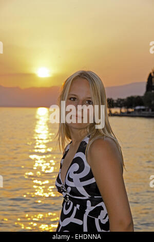 Blond teen on Lake Garda Stock Photo