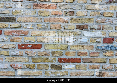 Old wall of brickstone in different colors of a house in Bourtange. Stock Photo