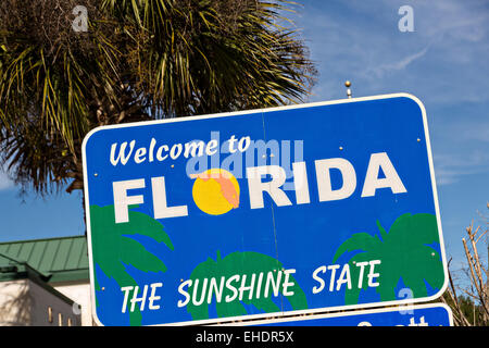 Welcome to Florida sign at the Visitors Center on I-95 in Yulee, FL ...