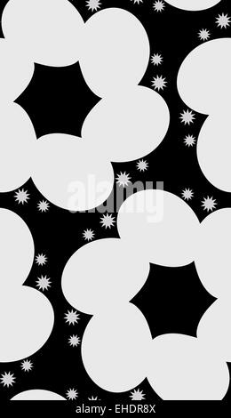 Large floral shapes and stars in seamless background pattern Stock Photo