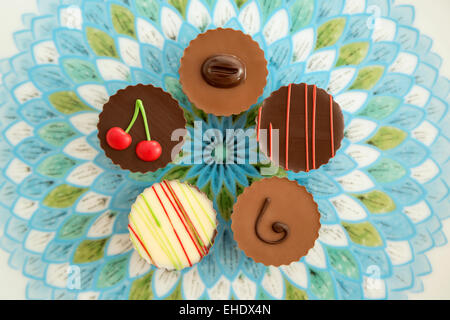 Multicolored chocolate assortments Stock Photo