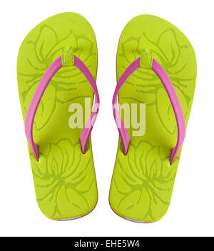 Pink flip flops isolated on white background Stock Photo - Alamy