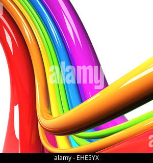 rainbow colored cables over white background Stock Photo