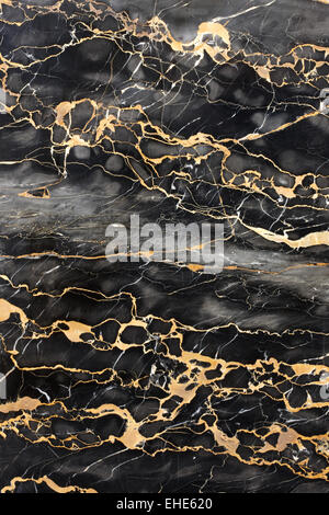 Dark marble with golden veins Stock Photo