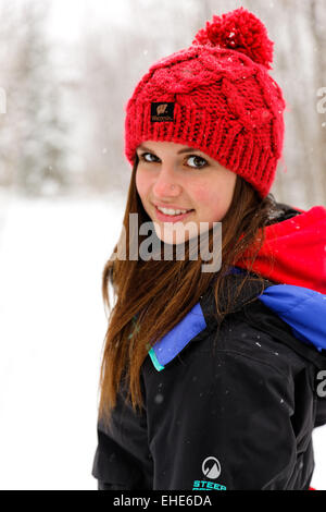 Portrait of young woman in winter Stock Photo