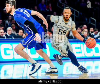 New York, NY, USA. 12th Mar, 2015. March 12, 2015: Georgetown senior guard Jabril Trawick (55) drives to the basket during the matchup between the Creighton Bluejays and the Georgetown Hoyas in the Big East Tournament at Madison Square Garden in New York, New York. Scott Serio/CSM/Alamy Live News Stock Photo