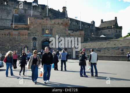 Edinburgh Castle is a historic fortress which dominates the skyline of the city of Edinburgh Stock Photo