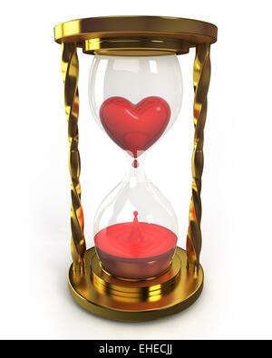 Golden hourglass with heart and blood Stock Photo