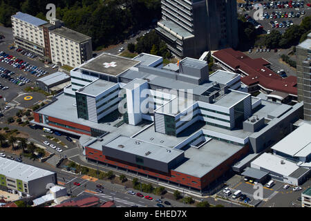 Wellington Hospital, Newtown, Wellington, North Island, New Zealand - aerial Stock Photo