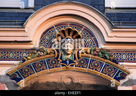 detail, art nouveau facade, Picardy, France Stock Photo