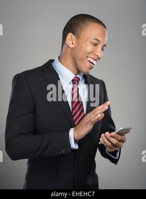 Businessman using Apple iphone Stock Photo