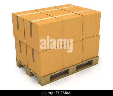 Stack of carton boxes on a pallet Stock Photo