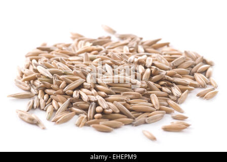 Oat seeds on white background. Stock Photo