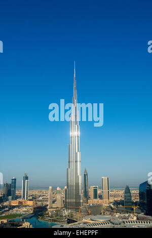 Burj Khalifa and skyline of Downtown Dubai in United Arab Emirates