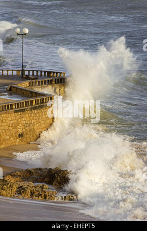 Breakers on the beach in Albufeira Stock Photo