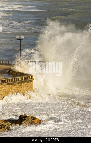 Breakers on the beach in Albufeira Stock Photo