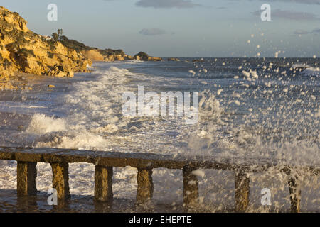 Breakers on the beach in Albufeira Stock Photo