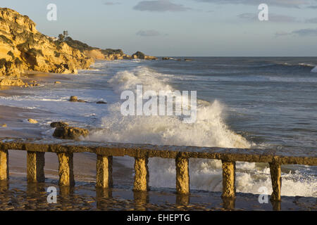 Breakers on the beach in Albufeira Stock Photo