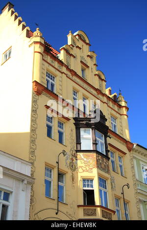 Fragment of an old building in Prague. Stock Photo