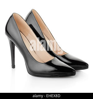 Black shoes for woman, isolated on white, clipping path included Stock Photo