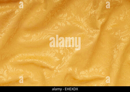 Gold damask floral tapestry wavy texture background Stock Photo