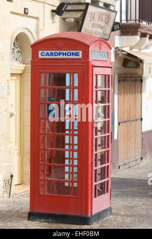 Red Public Telephone Box in Malta Stock Photo