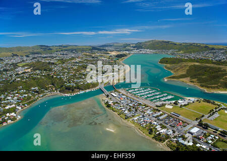 Pauatahanui Inlet, Porirua Harbour, Wellington Region, North Island, New Zealand - aerial Stock Photo