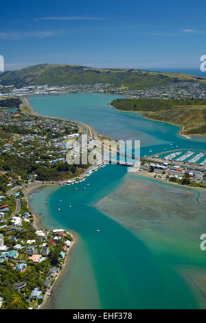 Pauatahanui Inlet, Porirua Harbour, Wellington Region, North Island, New Zealand - aerial Stock Photo