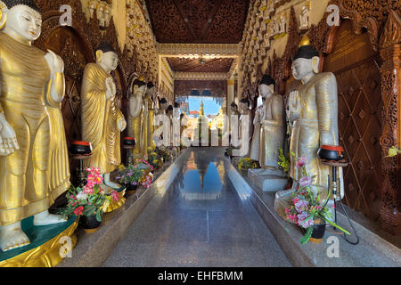 Burmese Buddhist Temple Interior in Penang Malaysia Stock Photo
