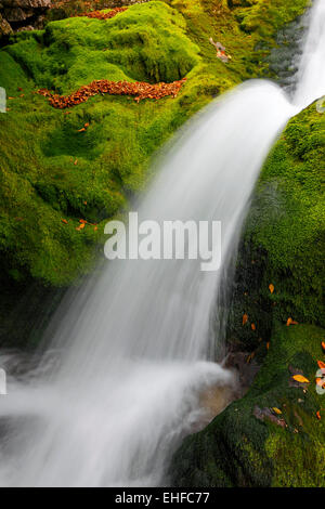 White waterfall close up. River Soca Slovenia, Europe Stock Photo