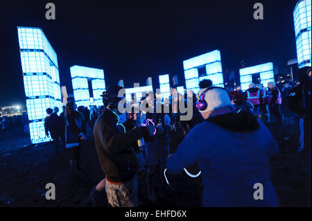 Cubehenge in the Dance Village at Glastonbury festival Thursday 23rd June 2011. Stock Photo