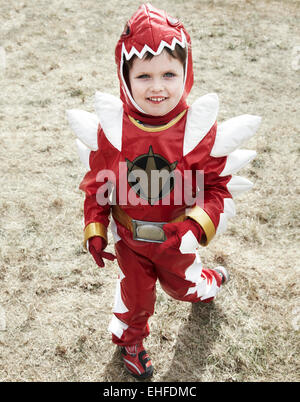 Small boy in fancy dress at Camp Bestival Lulworth Castle Dorset Friday 30th July 2010. Stock Photo