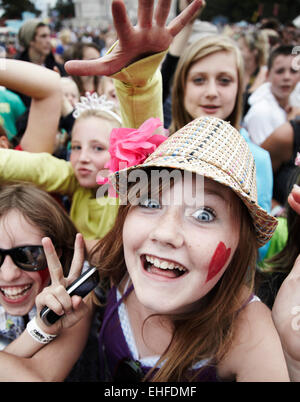 Girl in the crowd at Camp Bestival Lulworth Castle Dorset Friday 30th July 2010. Stock Photo