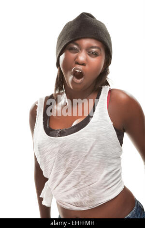 young african woman dancing hip-hop Stock Photo