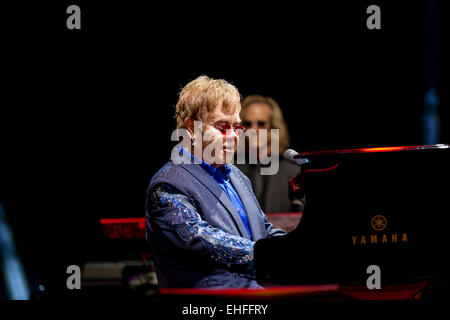 Elton John performing at Bestival on the Isle of Wight September 2013 Stock Photo