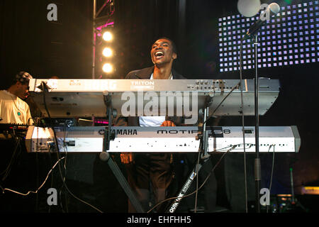 Man playing keyboard at Hero2Hero gig at the Shepherds Bush Empire London. Stock Photo